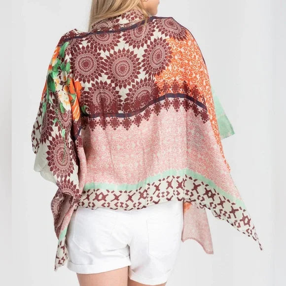 Saachi Artsy Twill Weaved Kimono Wool & Silk Open Cardigan Shrug Boho One Size - Picture 1 of 14